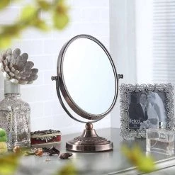 ORE International 12.25 in. Copper Chrome Oval 7x Magnify Makeup Mirror -Makeup Mirrors Sales Store copper chrome ore international makeup mirrors mgk801 7 e1 1000