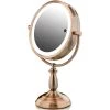 OVENTE 15.79 in. H X 5.51 in. W, Small Copper Lighted Tilting Makeup Mirror, 1x 5x Magnification -Makeup Mirrors Sales Store copper ovente makeup mirrors mpt85co1x5x 64 1000