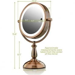 OVENTE 15.79 in. H X 5.51 in. W, Small Copper Lighted Tilting Makeup Mirror, 1x 5x Magnification -Makeup Mirrors Sales Store copper ovente makeup mirrors mpt85co1x5x 76 1000