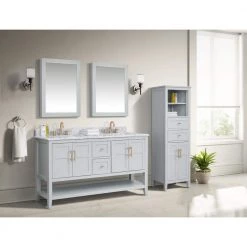 Home Decorators Collection Sturgess 24 in. W x 32 in. H Rectangular Dove Gray Wood Framed Surface Mount Medicine Cabinet with Mirror -Makeup Mirrors Sales Store dove gray home decorators collection medicine cabinets with mirrors 19111 mc24 dg 31 1000