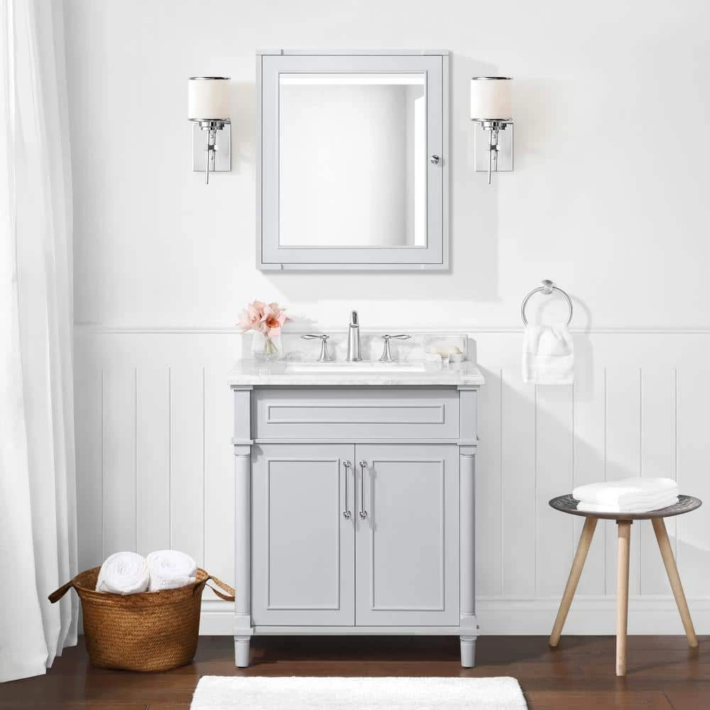 Home Decorators Collection Aberdeen 24 in. x 27 in. Surface Mount Medicine Cabinet in Dove Gray 9 Home Decorators Collection Aberdeen 24 in. x 27 in. Surface Mount Medicine Cabinet in Dove Gray - Image 7