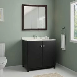 Design House Ventura 30 in. W x 30 in. H x 6 in. D Framed Tri-View Surface-Mount Bathroom Medicine Cabinet in Espresso -Makeup Mirrors Sales Store espresso design house medicine cabinets with mirrors 541342 esp 31 1000
