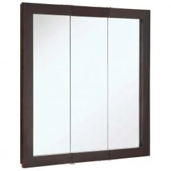 Design House Ventura 30 in. W x 30 in. H x 6 in. D Framed Tri-View Surface-Mount Bathroom Medicine Cabinet in Espresso
