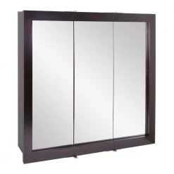 Design House Ventura 36 in. W x 30 in. H x 6 in. D Framed Tri-View Surface-Mount Bathroom Medicine Cabinet in Espresso