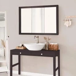 Design House Ventura 48 in. x 30 in. x 6 in. Surface-Mount Tri-View Bathroom Medicine Cabinet in Espresso -Makeup Mirrors Sales Store espresso design house medicine cabinets with mirrors 541367 esp 31 1000