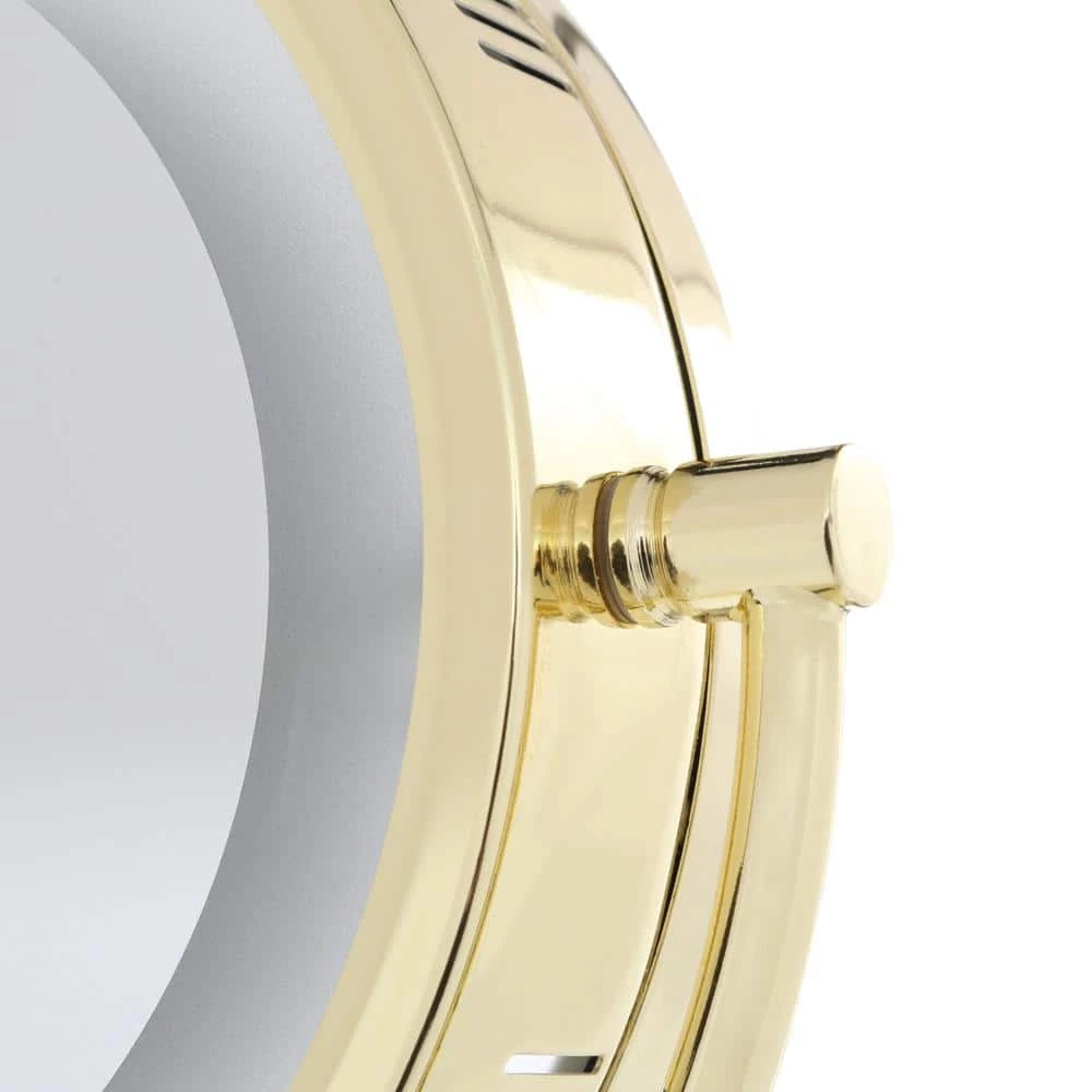 Jerdon 15 in. L x10 in. Lighted Wall Makeup Mirror in Bright Brass 5 Jerdon 15 in. L x10 in. Lighted Wall Makeup Mirror in Bright Brass - Image 3