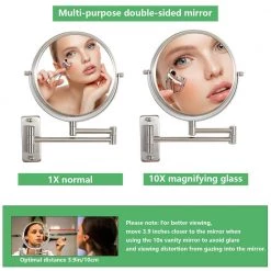 Unbranded 8 in. X 8 in. Small Round Magnifying Wall Mounted Bathroom Makeup Mirror in Adjustable 1x/10x Magnification -Makeup Mirrors Sales Store gold makeup mirrors chuchu xb481 4f 1000