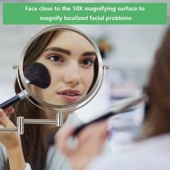 Unbranded 8 in. X 8 in. Small Round Magnifying Wall Mounted Bathroom Makeup Mirror in Adjustable 1x/10x Magnification -Makeup Mirrors Sales Store gold makeup mirrors chuchu xb481 76 1000