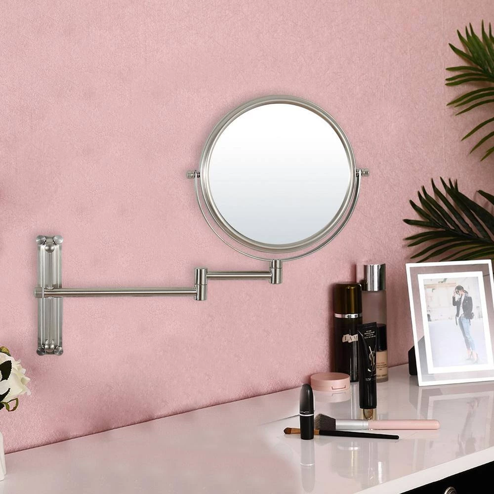 Unbranded 8 in. X 8 in. Small Round Magnifying Wall Mounted Bathroom Makeup Mirror in Adjustable 1x/10x Magnification 7 Unbranded 8 in. X 8 in. Small Round Magnifying Wall Mounted Bathroom Makeup Mirror in Adjustable 1x/10x Magnification - Image 5