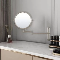 Unbranded 8 in. X 8 in. Small Round Magnifying Wall Mounted Bathroom Makeup Mirror in Adjustable 1x/10x Magnification 15 Unbranded 8 in. X 8 in. Small Round Magnifying Wall Mounted Bathroom Makeup Mirror in Adjustable 1x/10x Magnification -Makeup Mirrors Sales Store gold makeup mirrors chuchu xb484 44 1000