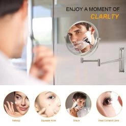 Unbranded 8 in. X 8 in. Small Round Magnifying Wall Mounted Bathroom Makeup Mirror in Adjustable 1x/10x Magnification 13 Unbranded 8 in. X 8 in. Small Round Magnifying Wall Mounted Bathroom Makeup Mirror in Adjustable 1x/10x Magnification -Makeup Mirrors Sales Store gold makeup mirrors chuchu xb484 4f 1000
