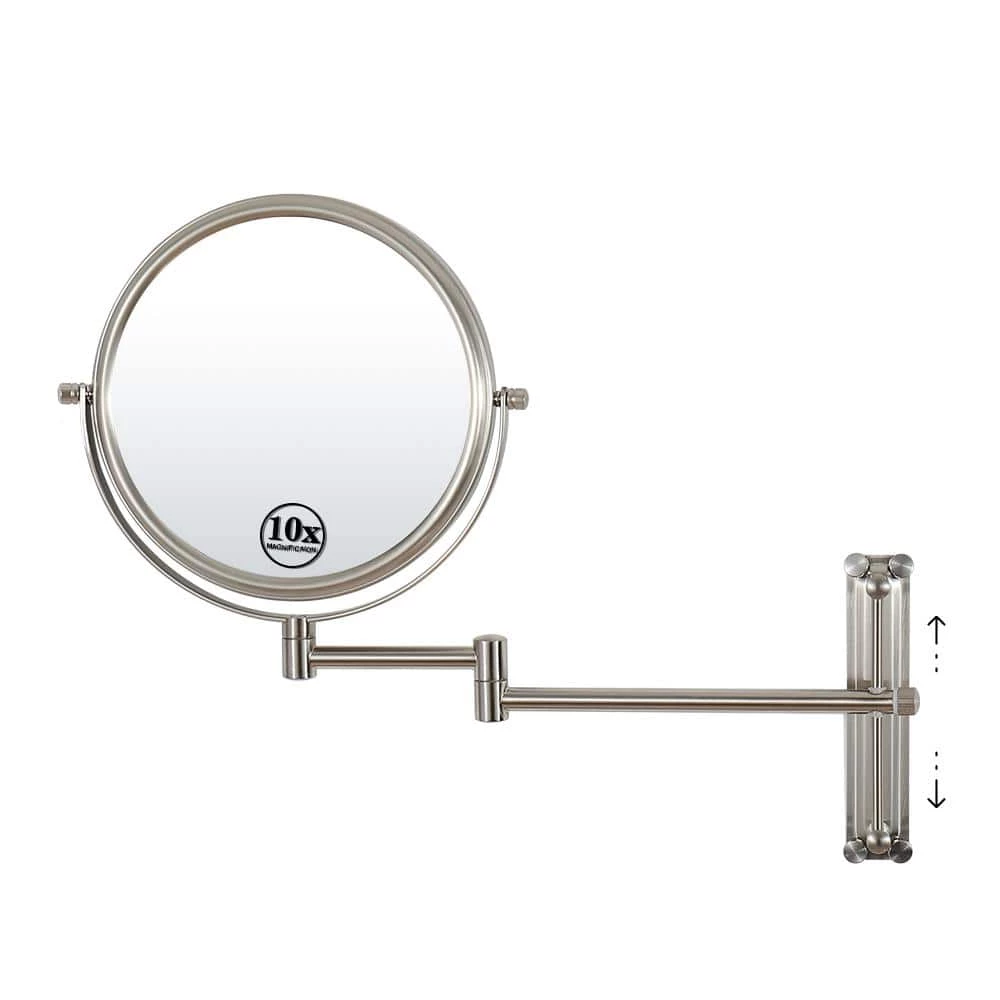 Unbranded 8 in. X 8 in. Small Round Magnifying Wall Mounted Bathroom Makeup Mirror in Adjustable 1x/10x Magnification 3 Unbranded 8 in. X 8 in. Small Round Magnifying Wall Mounted Bathroom Makeup Mirror in Adjustable 1x/10x Magnification