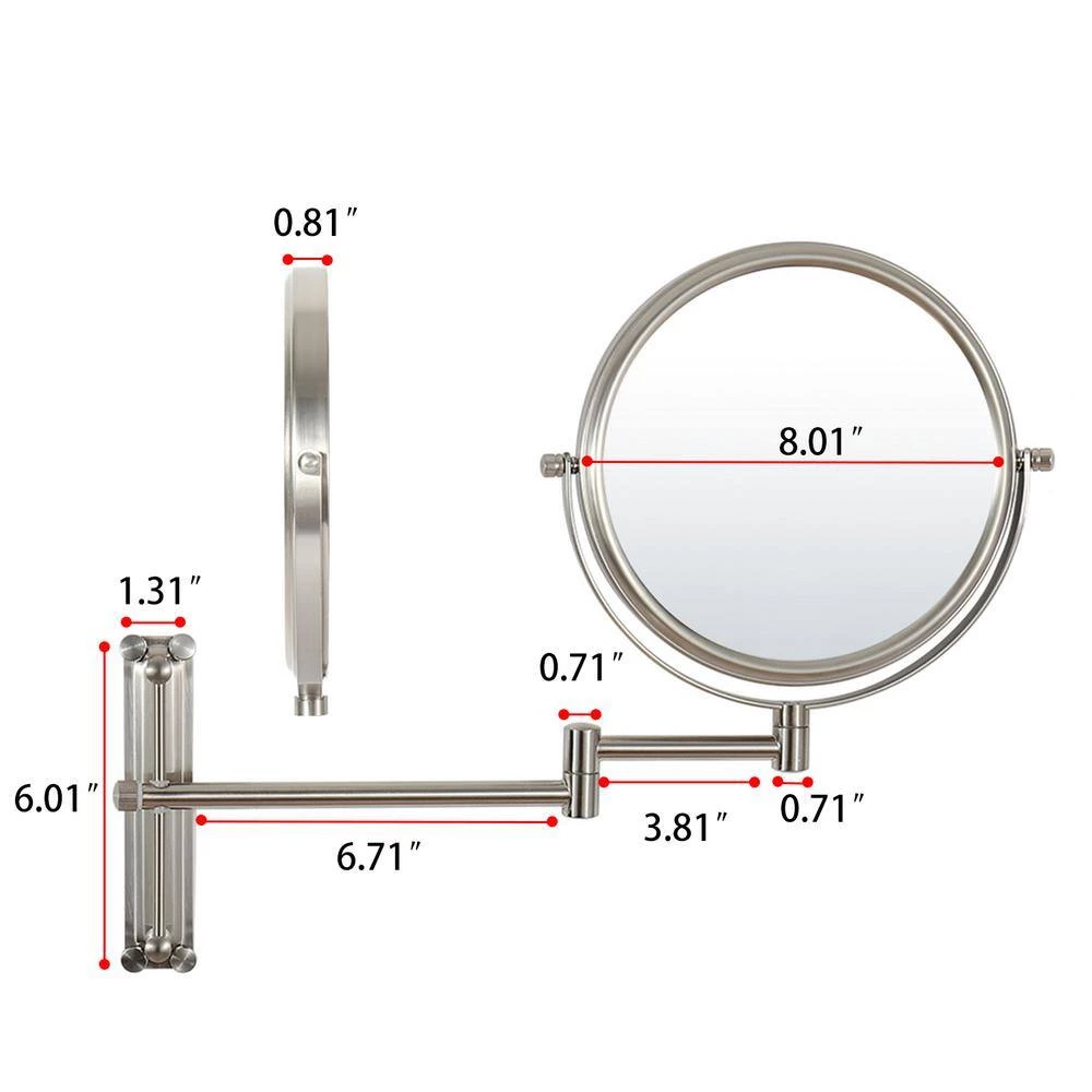 Unbranded 8 in. X 8 in. Small Round Magnifying Wall Mounted Bathroom Makeup Mirror in Adjustable 1x/10x Magnification 5 Unbranded 8 in. X 8 in. Small Round Magnifying Wall Mounted Bathroom Makeup Mirror in Adjustable 1x/10x Magnification - Image 3
