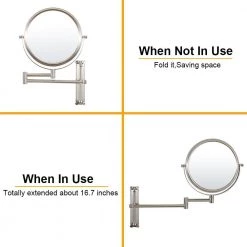 Unbranded 8 in. X 8 in. Small Round Magnifying Wall Mounted Bathroom Makeup Mirror in Adjustable 1x/10x Magnification 16 Unbranded 8 in. X 8 in. Small Round Magnifying Wall Mounted Bathroom Makeup Mirror in Adjustable 1x/10x Magnification -Makeup Mirrors Sales Store gold makeup mirrors chuchu xb484 fa 1000