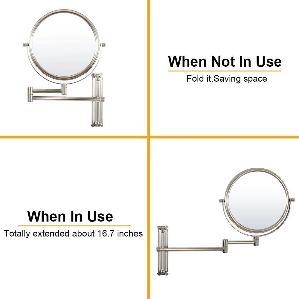 Unbranded 8 in. X 8 in. Small Round Magnifying Wall Mounted Bathroom Makeup Mirror in Adjustable 1x/10x Magnification 9 Unbranded 8 in. X 8 in. Small Round Magnifying Wall Mounted Bathroom Makeup Mirror in Adjustable 1x/10x Magnification - Image 7