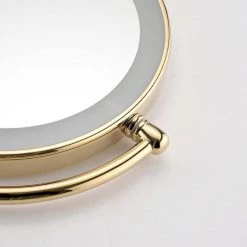 Interbath 8 in Small Round Magnifying Freestanding Bathroom Makeup Mirror in Gold -Makeup Mirrors Sales Store gold makeup mirrors itbmm1820bg 44 1000