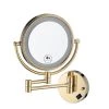 Interbath 8 in Small Round Magnifying Freestanding Bathroom Makeup Mirror in Gold -Makeup Mirrors Sales Store gold makeup mirrors itbmm1820bg 64 1000