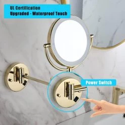 Unbranded 8 in. W x 8 in. H Small Round Magnifying 360-Degree Wall Mount Bathroom Makeup Mirror in Gold -Makeup Mirrors Sales Store gold makeup mirrors s9301gd 76 1000