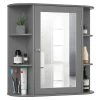 Costway 6.5 in. x 25 in. x 26 in. Gray Multipurpose Wall Surface Mount Bathroom Storage Medicine Cabinet with Mirror -Makeup Mirrors Sales Store gray costway medicine cabinets with mirrors hw56729gr 64 1000