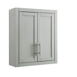 CROSLEY FURNITURE Savannah 22 in. x 26 in. x 8 in. Surface-Mount Medicine Cabinet in Gray