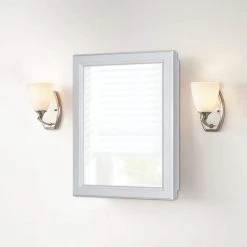 Glacier Bay 15.12 in. W x 19.25 in. H Gray Framed Surface Mount or Recessed Medicine Cabinet with Mirror -Makeup Mirrors Sales Store gray glacier bay medicine cabinets with mirrors 26630 31 1000