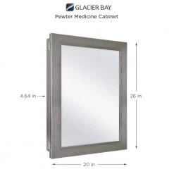 Glacier Bay 20 in. x 26 in. Recessed or Surface Mount Framed Medicine Cabinet in Pewter with Mirror 13 Glacier Bay 20 in. x 26 in. Recessed or Surface Mount Framed Medicine Cabinet in Pewter with Mirror -Makeup Mirrors Sales Store gray glacier bay medicine cabinets with mirrors 83012 1f 1000