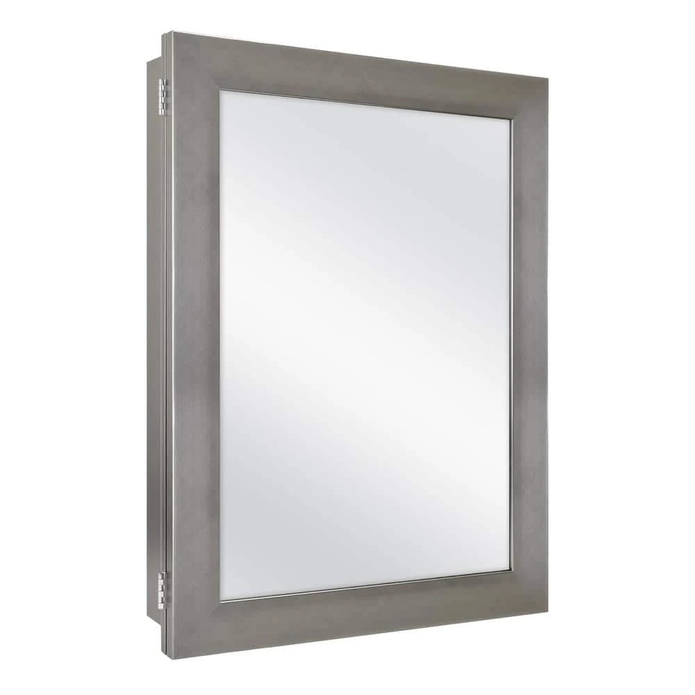Glacier Bay 20 in. x 26 in. Recessed or Surface Mount Framed Medicine Cabinet in Pewter with Mirror 5 Glacier Bay 20 in. x 26 in. Recessed or Surface Mount Framed Medicine Cabinet in Pewter with Mirror - Image 3