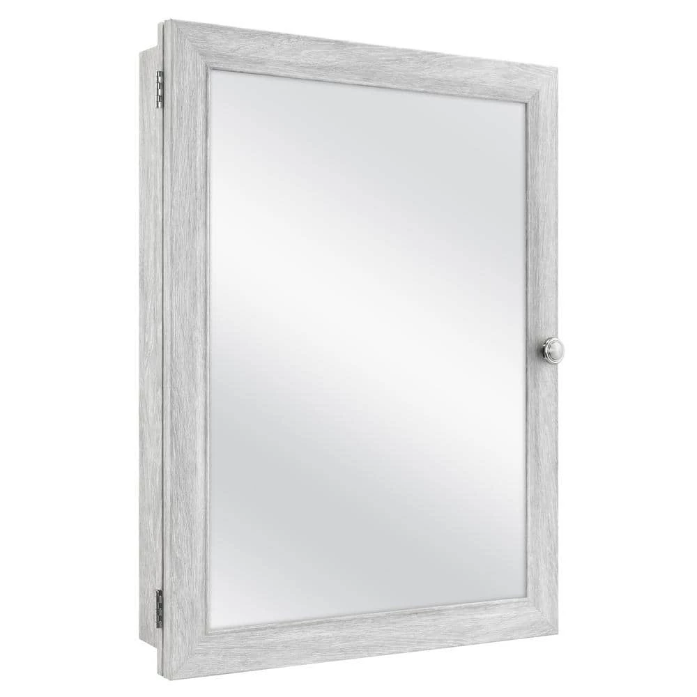 Glacier Bay 20 in. x 26 in. Recessed or Surface Mount Framed Medicine Cabinet in Gray with Mirror 5 Glacier Bay 20 in. x 26 in. Recessed or Surface Mount Framed Medicine Cabinet in Gray with Mirror - Image 3
