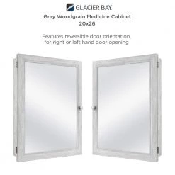 Glacier Bay 20 in. x 26 in. Recessed or Surface Mount Framed Medicine Cabinet in Gray with Mirror 15 Glacier Bay 20 in. x 26 in. Recessed or Surface Mount Framed Medicine Cabinet in Gray with Mirror -Makeup Mirrors Sales Store gray glacier bay medicine cabinets with mirrors 83014 fa 1000