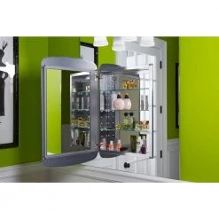 KOHLER Bancroft 20 in. x 31 in. x 5 in. Recessed or Surface Mount Medicine Cabinet -Makeup Mirrors Sales Store gray kohler medicine cabinets with mirrors k cb clc2031ban e1 1000