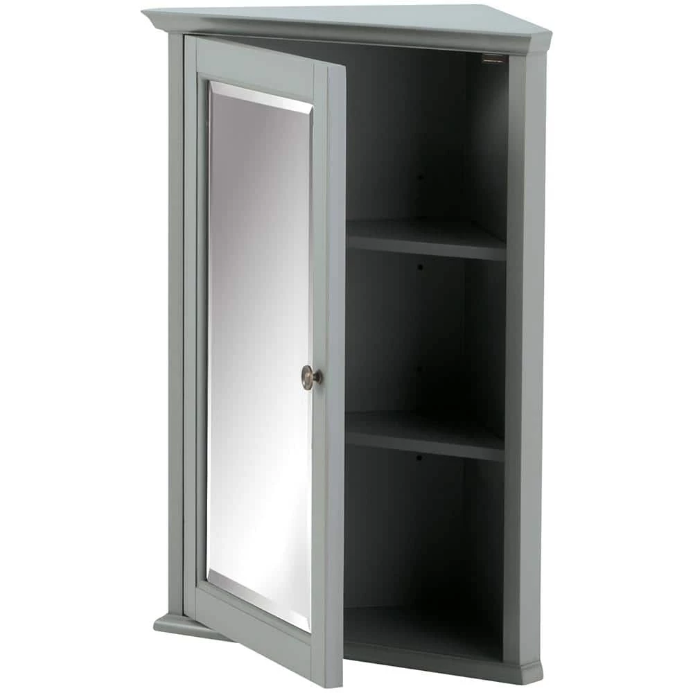 Home Decorators Collection Hamilton 27 in. H x 20 in. W Corner Wall Cabinet in Grey 9 Home Decorators Collection Hamilton 27 in. H x 20 in. W Corner Wall Cabinet in Grey - Image 7