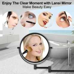 EAKYHOM 8 in. W x 8 in. H Small Round Magnifying Freestanding Bathroom Makeup Mirror in Matte Black -Makeup Mirrors Sales Store matte black eakyhom makeup mirrors els8d wb 1f 1000