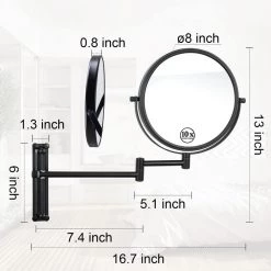 EAKYHOM 8 in. W x 8 in. H Small Round Magnifying Freestanding Bathroom Makeup Mirror in Matte Black -Makeup Mirrors Sales Store matte black eakyhom makeup mirrors els8d wb 44 1000