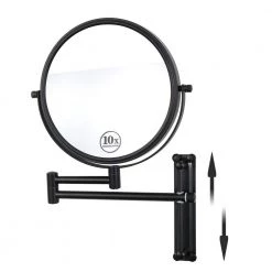 EAKYHOM 8 in. W x 8 in. H Small Round Magnifying Freestanding Bathroom Makeup Mirror in Matte Black
