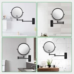 EAKYHOM 10X Wall Mount Bathroom Makeup Mirror in Black -Makeup Mirrors Sales Store matte black eakyhom makeup mirrors els8k wb 1f 1000