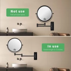 EAKYHOM 10X Wall Mount Bathroom Makeup Mirror in Black -Makeup Mirrors Sales Store matte black eakyhom makeup mirrors els8k wb 44 1000
