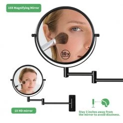 EAKYHOM 10X Wall Mount Bathroom Makeup Mirror in Black -Makeup Mirrors Sales Store matte black eakyhom makeup mirrors els8k wb 4f 1000