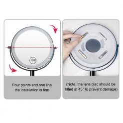 EAKYHOM 8 in. x 8 in. Lighted Magnifying bathroom Wall mount Makeup Mirror in Matte Black -Makeup Mirrors Sales Store matte black eakyhom makeup mirrors els8k wbl 76 1000