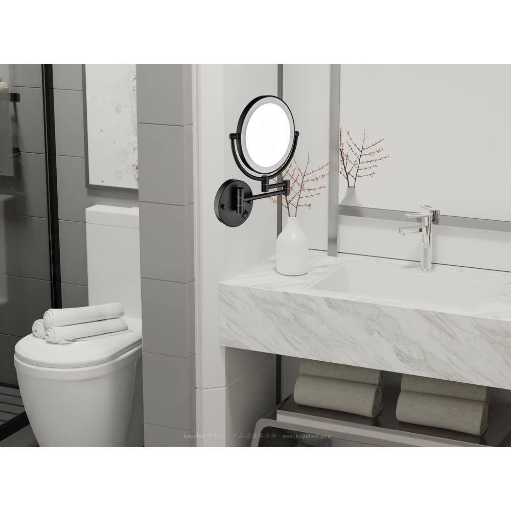 Unbranded 8 in. W x 8 in. H Round Magnifying 360-Degree Rotation Wall Mount Bathroom Makeup Mirror in Matte Black 7 Unbranded 8 in. W x 8 in. H Round Magnifying 360-Degree Rotation Wall Mount Bathroom Makeup Mirror in Matte Black - Image 5