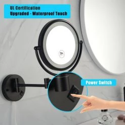 Unbranded 8 in. W x 8 in. H Round Magnifying 360-Degree Rotation Wall Mount Bathroom Makeup Mirror in Matte Black 15 Unbranded 8 in. W x 8 in. H Round Magnifying 360-Degree Rotation Wall Mount Bathroom Makeup Mirror in Matte Black -Makeup Mirrors Sales Store matte black makeup mirrors hd9301bk 76 1000