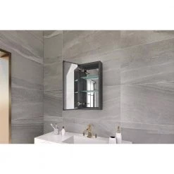 Niveal 15 in. W x 24 in. H Rectangular Matte Black Aluminum Recessed/Surface Mount Medicine Cabinet with Mirror -Makeup Mirrors Sales Store matte black medicine cabinets with mirrors lumca 1524mb 1f 1000