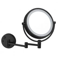 Nameeks 8 in. x 13.23 in. Lighted Magnifying Wall Makeup Mirror in Matte Black
