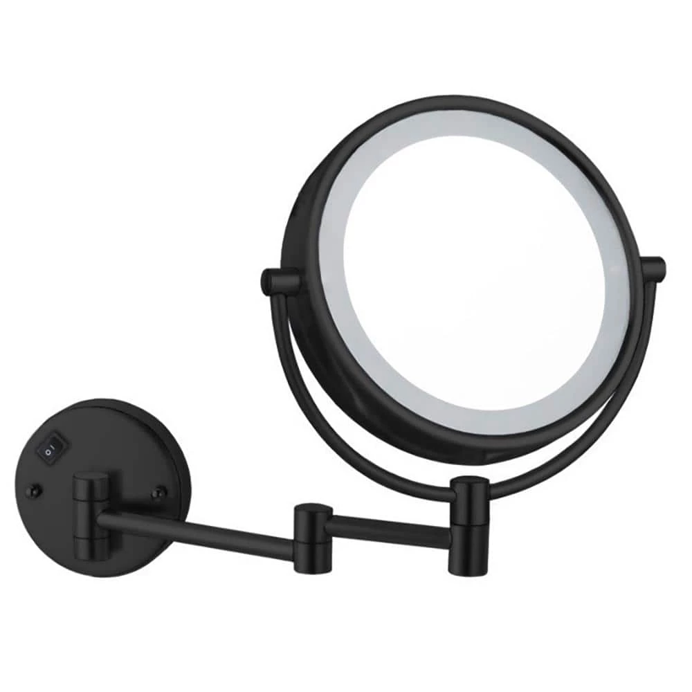 Nameeks 8 in. x 13.23 in. Lighted Magnifying Wall Makeup Mirror in Matte Black 2 Nameeks 8 in. x 13.23 in. Lighted Magnifying Wall Makeup Mirror in Matte Black
