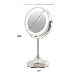 OVENTE 5.3 in. x 12.8 in. Tabletop Makeup Mirror in Nickel Brushed -Makeup Mirrors Sales Store nickel brushed ovente makeup mirrors mct70br1x7x 1d 1000