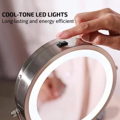 OVENTE 5.3 in. x 12.8 in. Tabletop Makeup Mirror in Nickel Brushed -Makeup Mirrors Sales Store nickel brushed ovente makeup mirrors mct70br1x7x 1f 1000