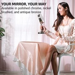 OVENTE 5.3 in. x 12.8 in. Tabletop Makeup Mirror in Nickel Brushed -Makeup Mirrors Sales Store nickel brushed ovente makeup mirrors mct70br1x7x 76 1000