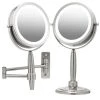 OVENTE 3.2 in. x 12 in. Lighted Magnifying Tabletop Makeup Mirror in Nickel Brushed