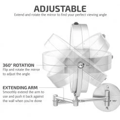 OVENTE 1.6 in. x 13.2 in. Lighted Magnifying Wall Makeup Mirror in Nickel Brushed -Makeup Mirrors Sales Store nickel brushed ovente makeup mirrors mfw85br1x10x fa 1000