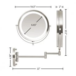 OVENTE 1.6 in. x 13.2 in. Lighted Magnifying Wall Makeup Mirror in Nickel Brushed -Makeup Mirrors Sales Store nickel brushed ovente makeup mirrors mfw85br1x7x 1d 1000