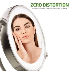 OVENTE 6 in. x 15 in. Lighted Magnifying Tabletop Makeup Mirror in Nickel Brushed 17 OVENTE 6 in. x 15 in. Lighted Magnifying Tabletop Makeup Mirror in Nickel Brushed -Makeup Mirrors Sales Store nickel brushed ovente makeup mirrors mgt95br1x5x 1f 1000